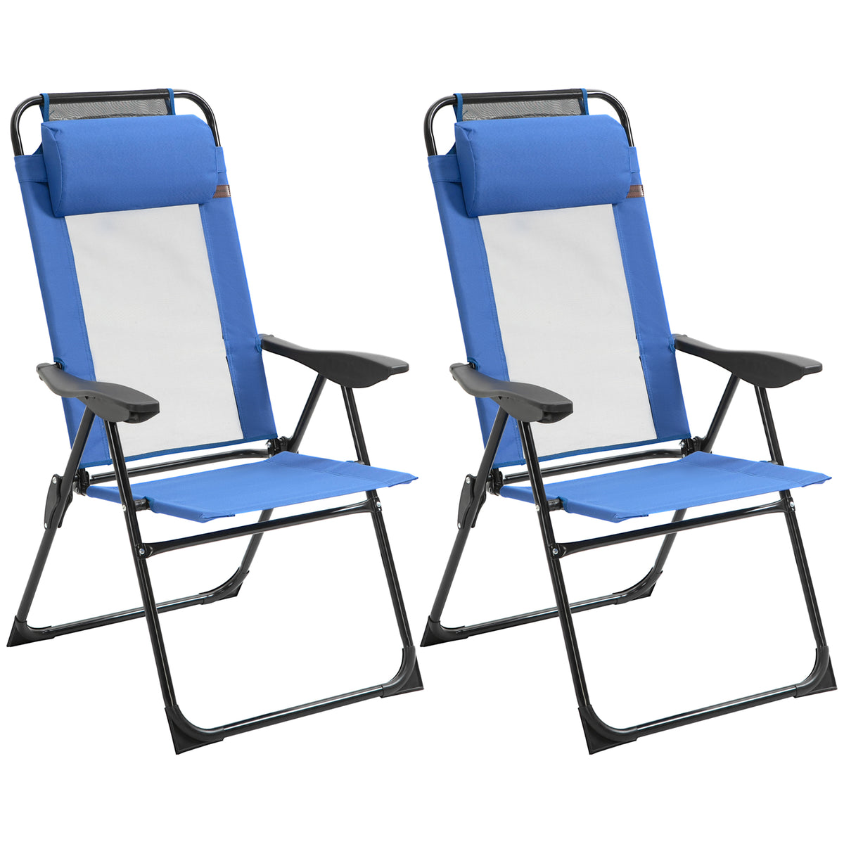 Folding Garden Chairs Set of 2, 5-Position Recliner Camping Chair with High Back, All Weather Texteline Seat, Portable Outdoor Dining Chairs with Headrests for Patio, Picnic