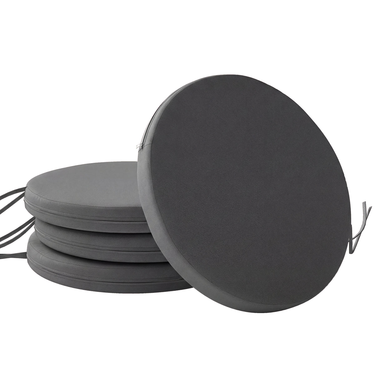 Outdoor Bistro Chair Cushions Set of 4 with Removable Cover, 41 x 41 x 5 cm Round Seat Cushions with Ties