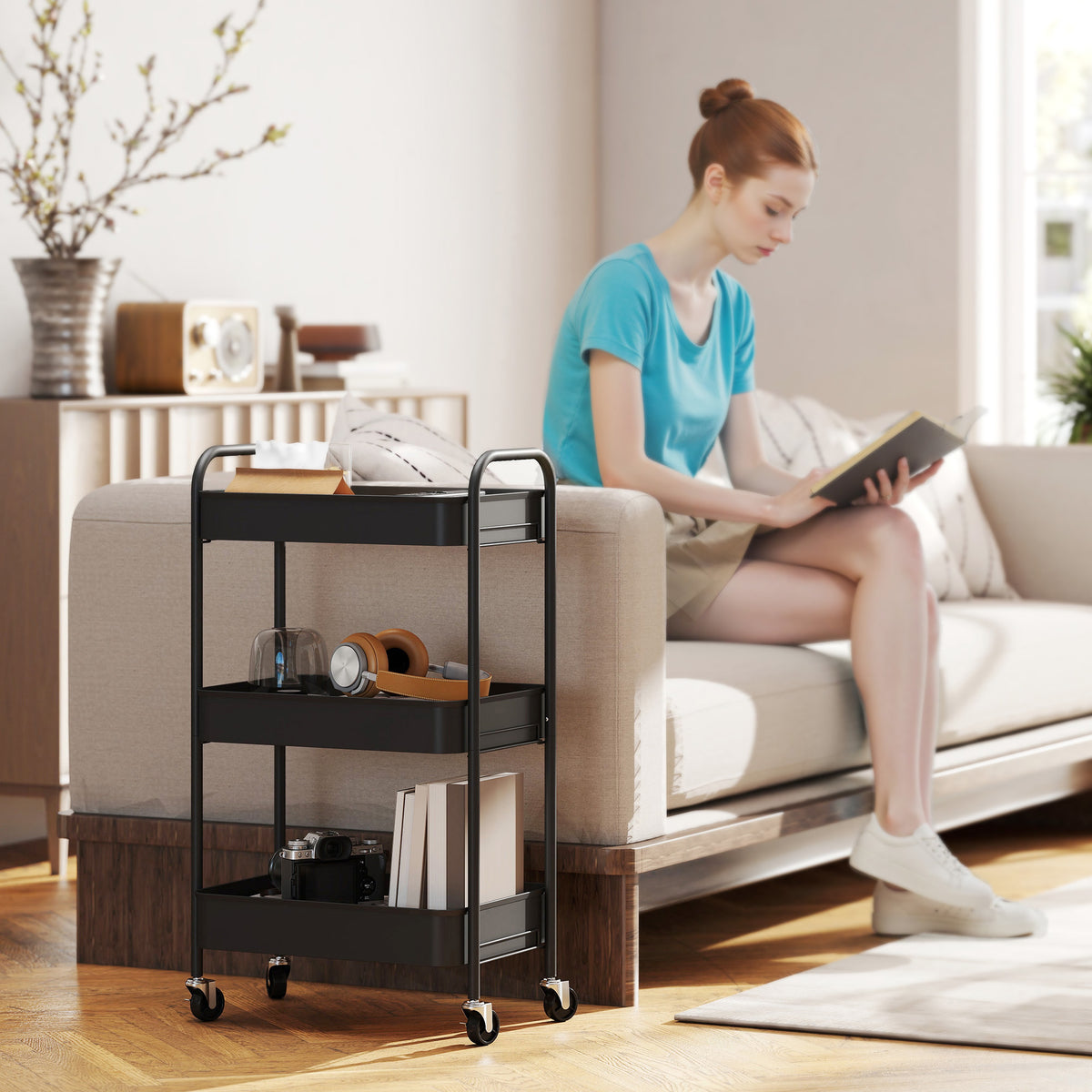 Three-Tier Steel Storage Trolley