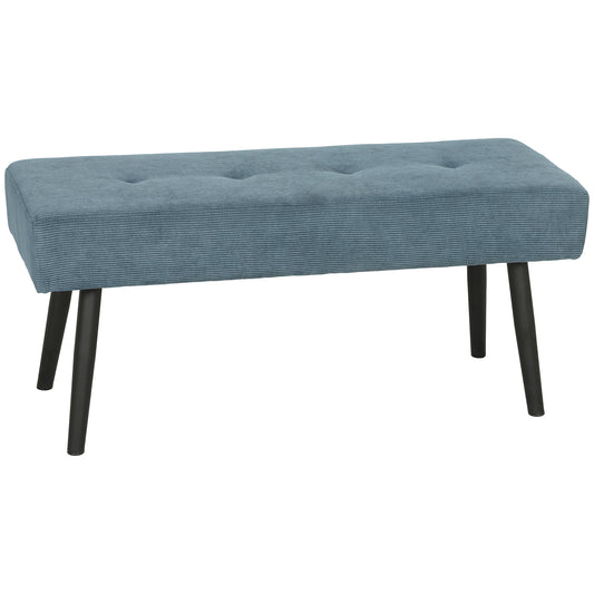 Upholstered Bedroom Entryway Bench, Modern Corduroy Tufted End of Bed Bench with Padded Seat and Steel Legs