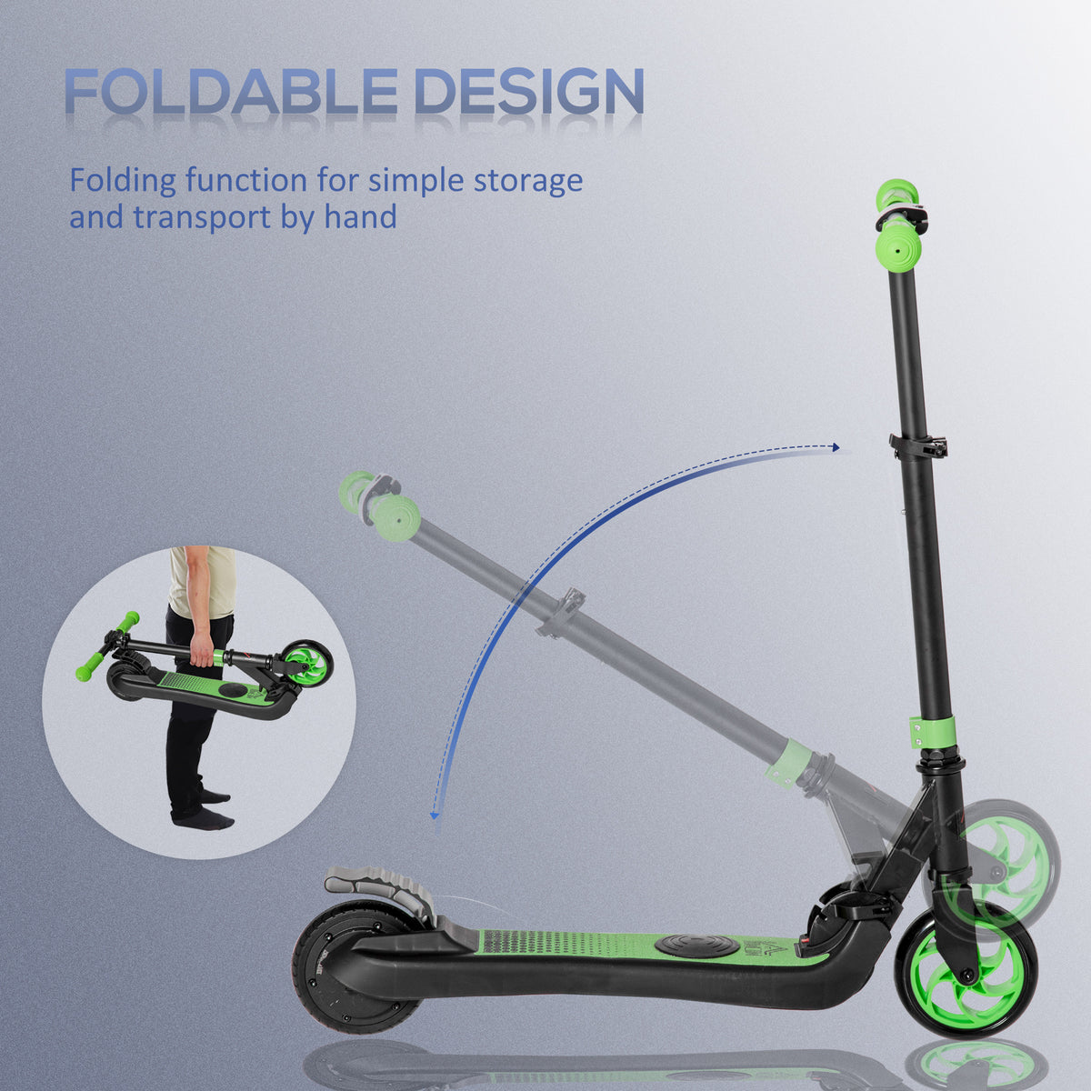 Folding Electric Scooter with Brake, for Ages 6+ Years, 8km/h Maximum Speed