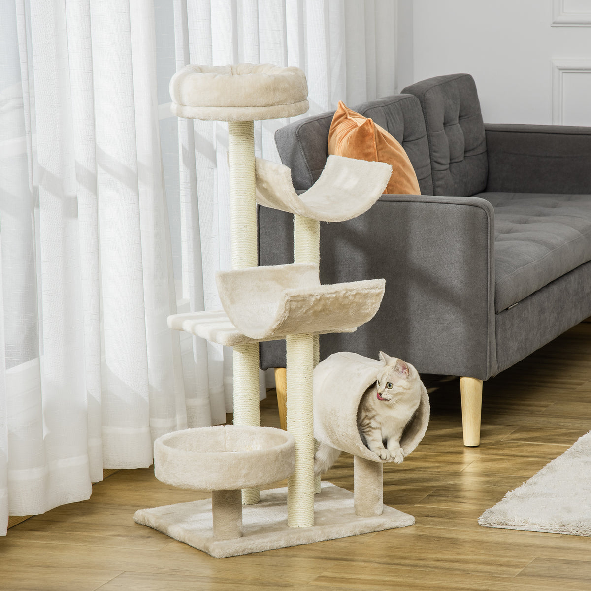 Cat Tree for Indoor Cats Kitten Pet Scratching Post Perch Activity Centre Scratcher Climb Post Play House Arch