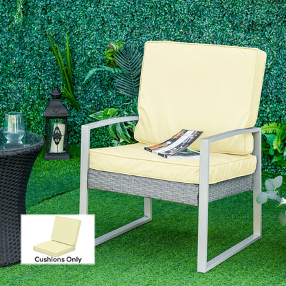 2-Piece Garden Seat and Back Cushion Set, Replacement Cushions for Outdoor Furniture with Seat Cushion and Back Cushion, Cream White