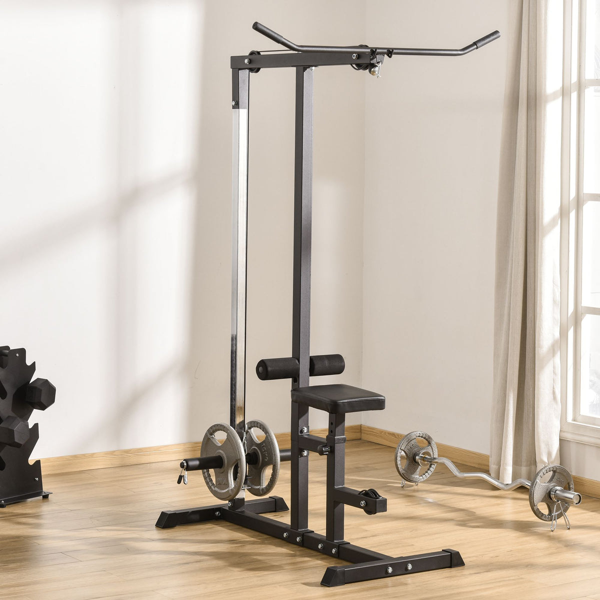 Exercise Pulley Machine Power Tower with Adjustable Seat Cable Positions