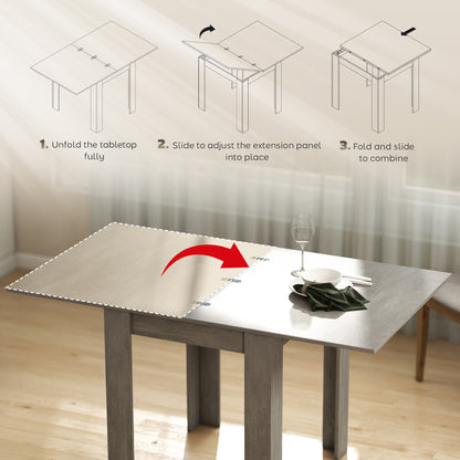 Folding Dining Table for 4-6, Rectangular Extendable Drop Leaf Table for Small Spaces, 140 x 80 x 77.5 cm