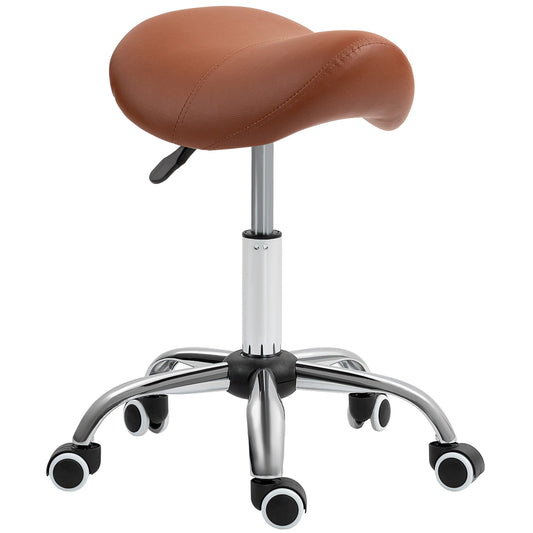 Saddle Stool, Height Adjustable Salon Chair for Massage Spa, Faux Leather