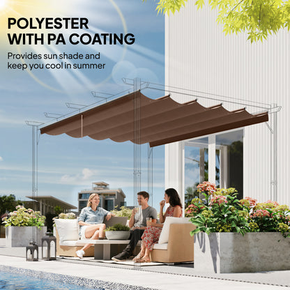 Retractable Pergola Cover, 3.5 x 2.6 m Replacement Canopy Fabric for 4 x 3 m Frame, Roof Top Only, Brown
