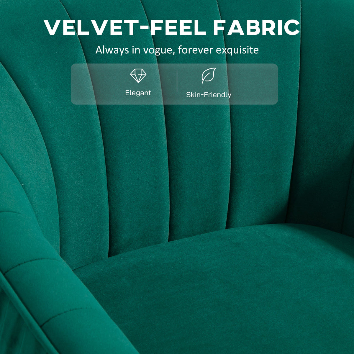 Velvet-Feel Shell Back Accent Chair - Green
