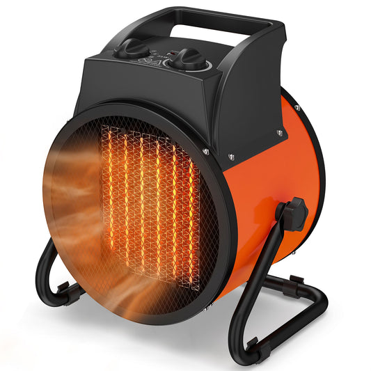 Industrial Fan Heater 5000W with Tilting, Electric Ceramic Space Heater with Adjustable Thermostat, Handle