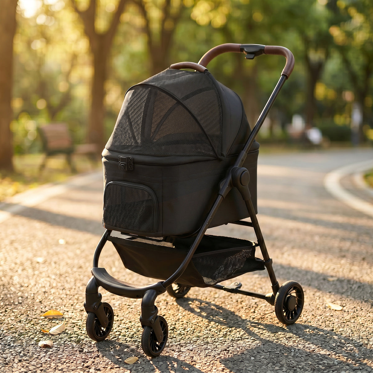 Dog Stroller, 3 in 1 Foldable Pet Stroller for Small Puppy Cat with Detachable Travel Carrier, Storage Basket