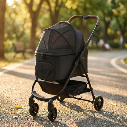 Dog Stroller, 3 in 1 Foldable Pet Stroller for Small Puppy Cat with Detachable Travel Carrier, Storage Basket