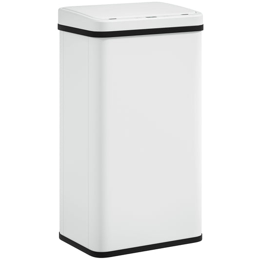 50L Sensor Bin with Soft-Close Lid, Stainless Steel Automatic Touchless Motion Sensor Kitchen Bin, White