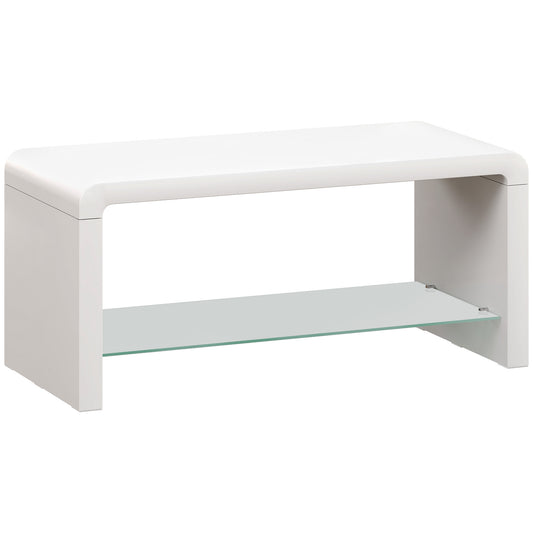 Curved Two-Tier Coffee Table - High Gloss White