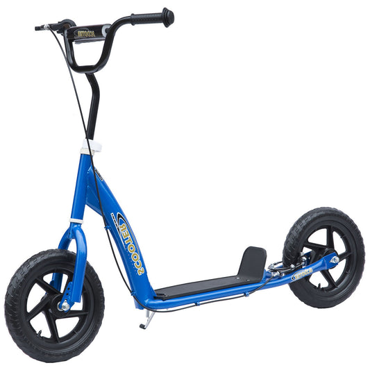 Kids Scooter Kick Scooter, with 12" EVA Tyres, Rear Brake, Big Wheels Scooter for 5-12 Years, Blue