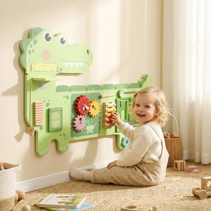 Busy Board Panels, Wall Mounted Montessori Inspired Busy Board, Toddler Learning Centre Dinosaur Theme