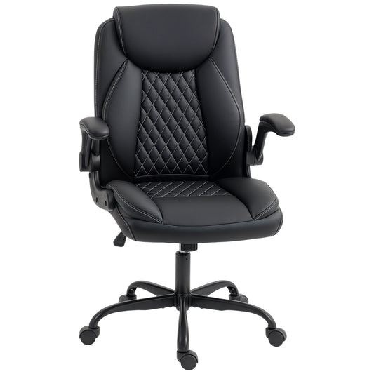 Faux Leather Office Chair. with Flip-Up Armrests