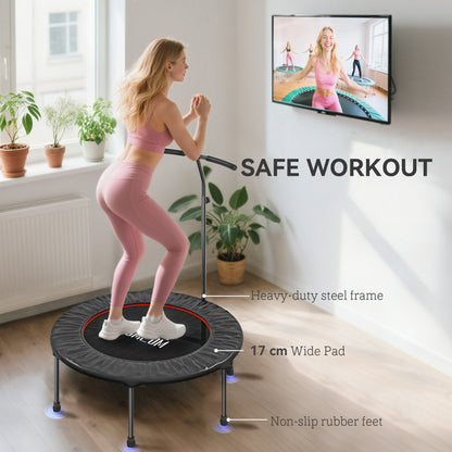 40" Fitness Trampoline with Adjustable Handle, Rebounder Trampoline, Mini Jumper for Indoor Exercise Workout