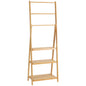 Freestanding Natural Bamboo Towel Rack with 3 Towel Rails and 3 Storage Shelves, Space-Saving Foldable Towel Holder for Bathroom