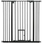Extra Tall Pet Gate, Indoor Dog Safety Gate, with Cat Flap, Auto Close, 74-101cm Wide - Black