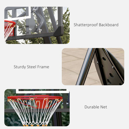 2.4-2.9m Adjustable Basketball Hoop and Stand with Weighted Base, Portable on Wheels