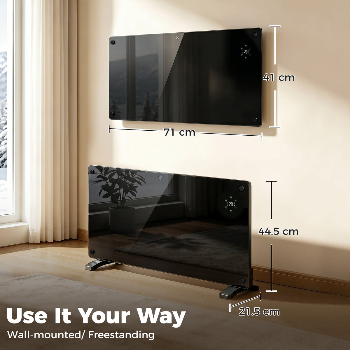 1500W 5-35℃ Smart Control Heater - Black