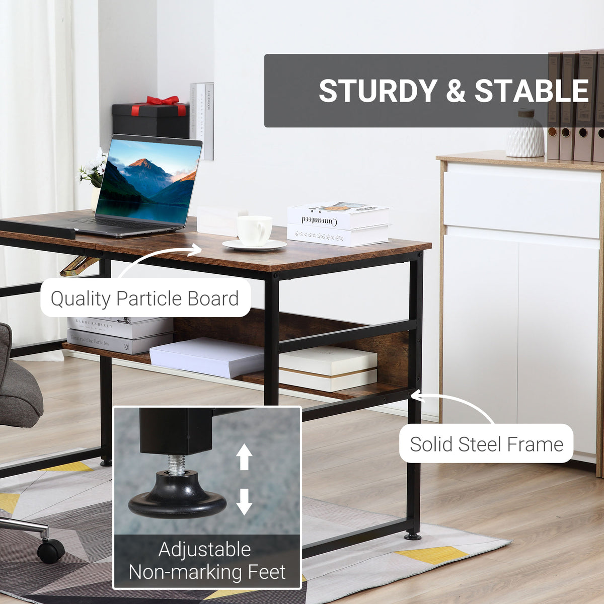 Adjustable Drafting Table Art Desk Drawing Table, Craft Desk Workstation for Painting, Multifunctional Writing Desk w/ 15-Level Tiltable Tabletop and Storage Shelf, Home Office, Rustic Brown