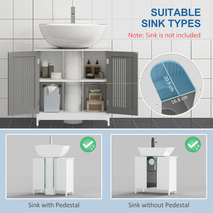 Modern Under Sink Cabinet with 2 Doors, Bathroom Vanity Unit, Pedestal Under Sink Design, Storage Cupboard with Adjustable Shelves