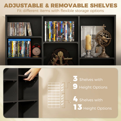 835 CD/500 DVD Storage Unit, Blu-ray Media Storage Shelf with 27 Compartments and 21 Adjustable Shelves