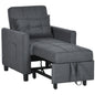 3-In-1 Linen-Look Single Chair Bed with Adjustable Back & Eucalyptus Wood Sofa Frame - Grey