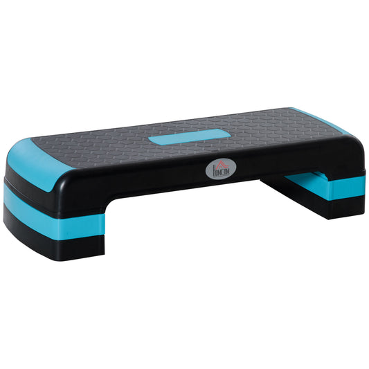 Aerobic Step with 3-Level Adjustable Heights for Home, Office Exercise, Black and Blue