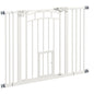 Pressure Fit Stair Dog Gate w/ Small Cat Door, Automatic Closing Door, Double Locking, for 74-100cm Openings - White