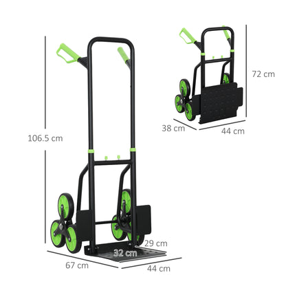 Six-Wheel Folding Sack Barrow Trolley - Black/Green