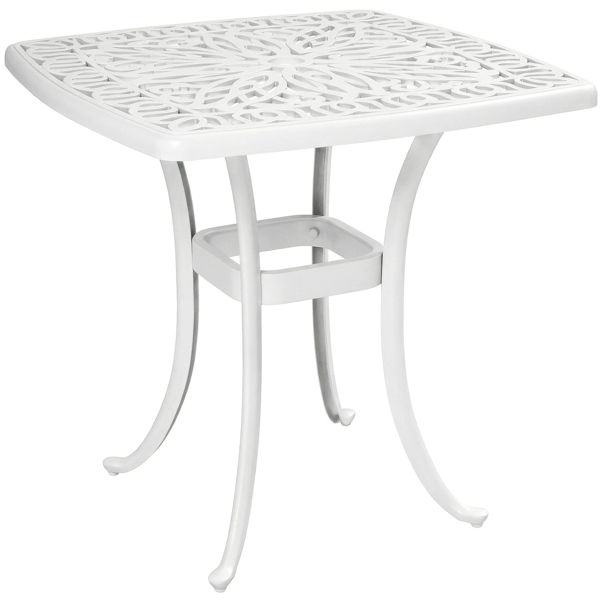 Outdoor Garden Table with 38mm Dia. Umbrella Hole, Cast Aluminium Patio End Table with Anti-slip Foot Pads for Garden