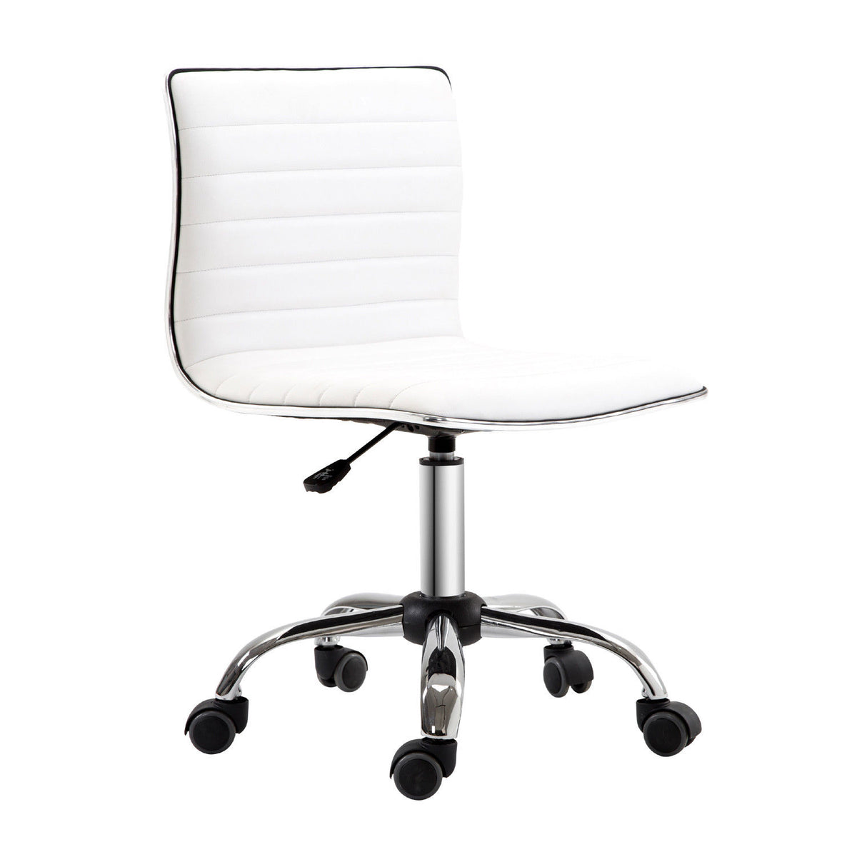 Adjustable Swivel Office Chair with Armless Mid-Back in PU Leather and Chrome Base