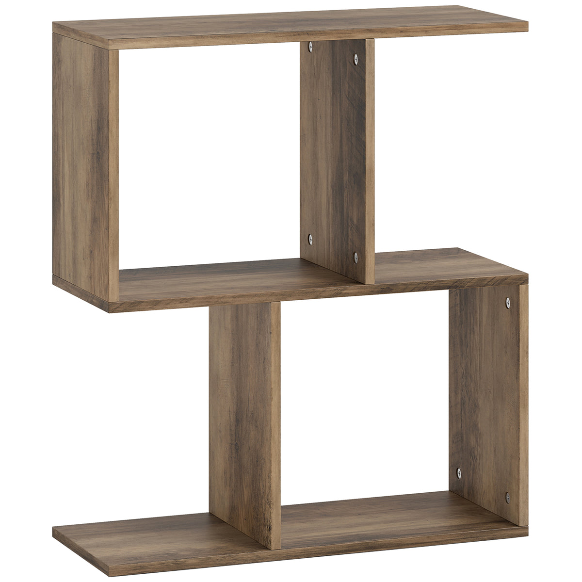 Side Table, Narrow End Table with Storage Shelves, S-Shaped, 3-Tier, 50W x 19.5D x 58H cm