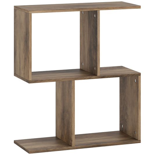 Side Table, Narrow End Table with Storage Shelves, S-Shaped, 3-Tier, 50W x 19.5D x 58H cm