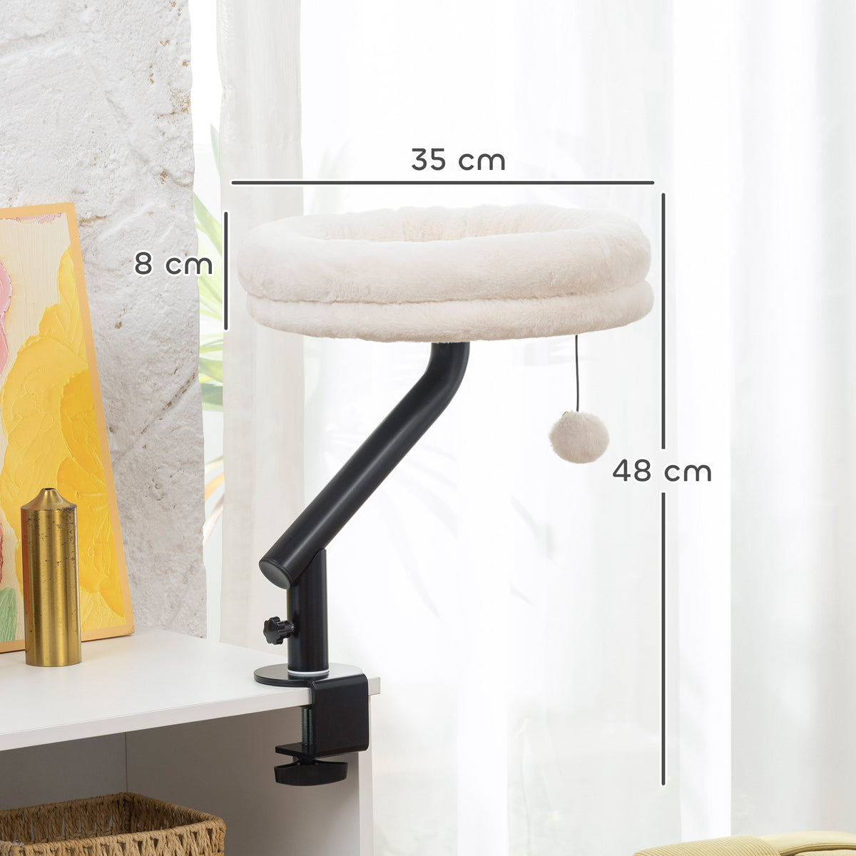 Cat Desk Bed, Cat Hammock 360° Rotatable Adjustable for Window, Table, Work