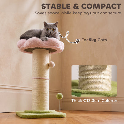 Cat Tree, Flower Cat Scratching Post with Thick Sisal Post, Dangling & Spring Balls, Bed, Kitty Activity Centre
