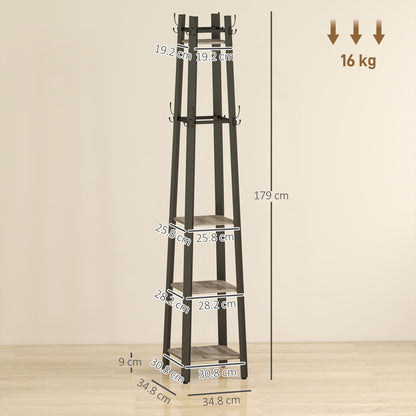 Industrial-Style Four Shelf Coat Stand