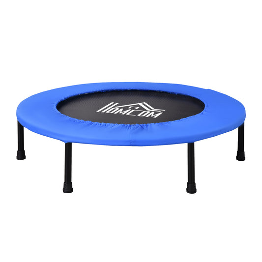 36" Mini Fitness Trampoline Home Gym Yoga Exercise Rebounder Indoor Outdoor Jumper with Safety Pad, Support Up to 100 KG, Blue and Black