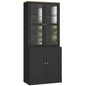 Modern Bookcase Display Storage Unit with Glass Doors Adjustable Shelves, Black
