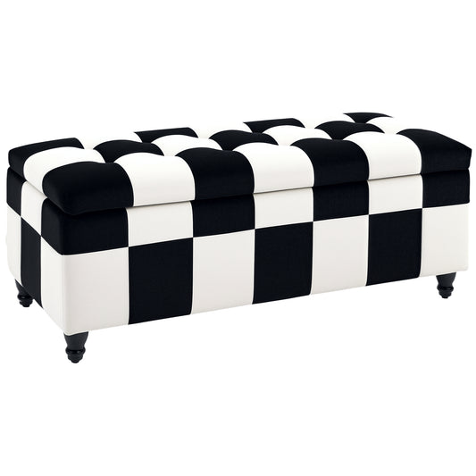 Storage Ottoman, Storage Bench with Wood Legs, Footstool, Footrest with Velvet Surface for Bedroom, Hallway, Living Room, 114 x 47 x 47 cm