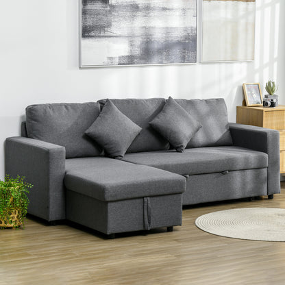 3 Seater Sofa Bed with Storage, Dark Grey
