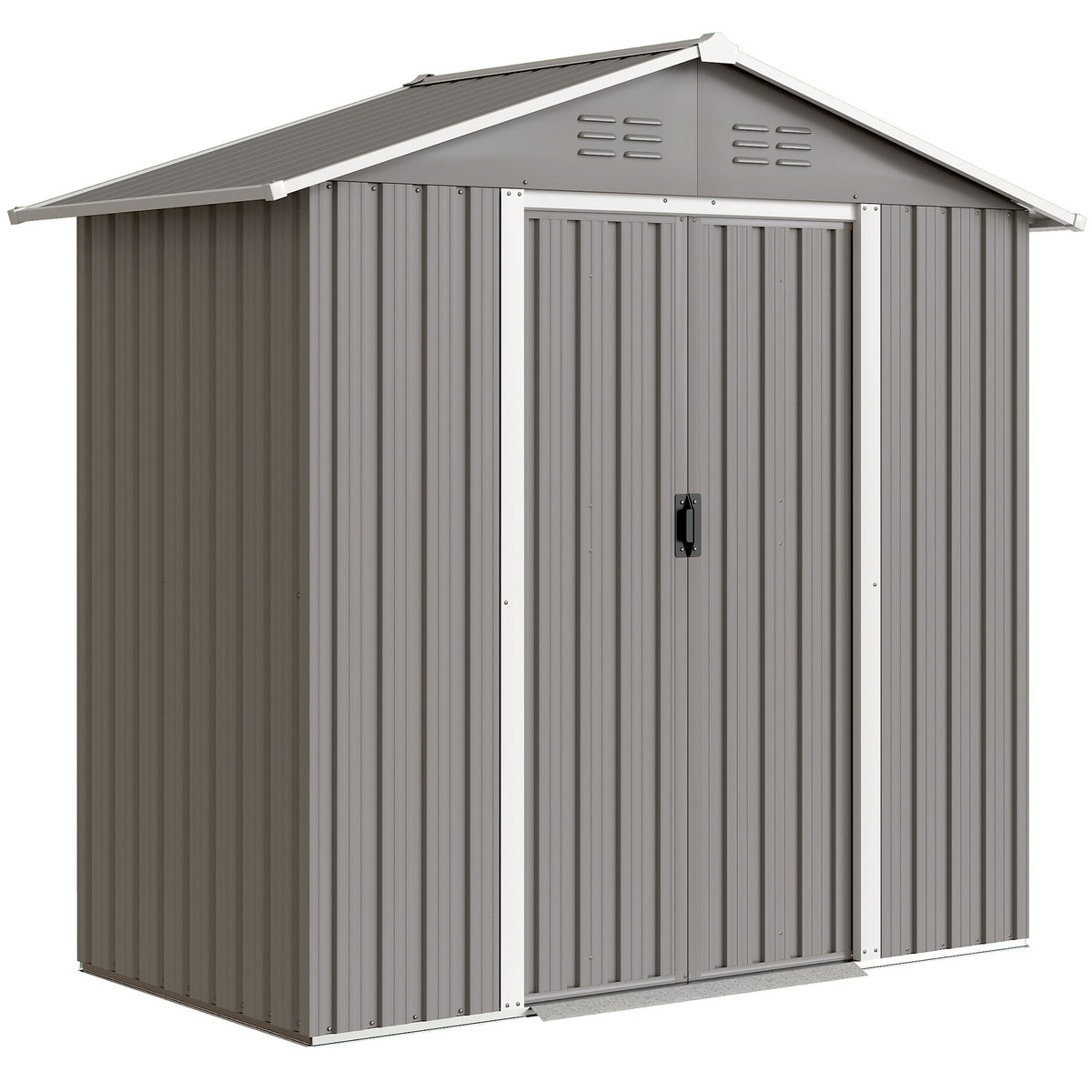 6.5 x 3.5ft Metal Garden Storage Shed - Light Grey