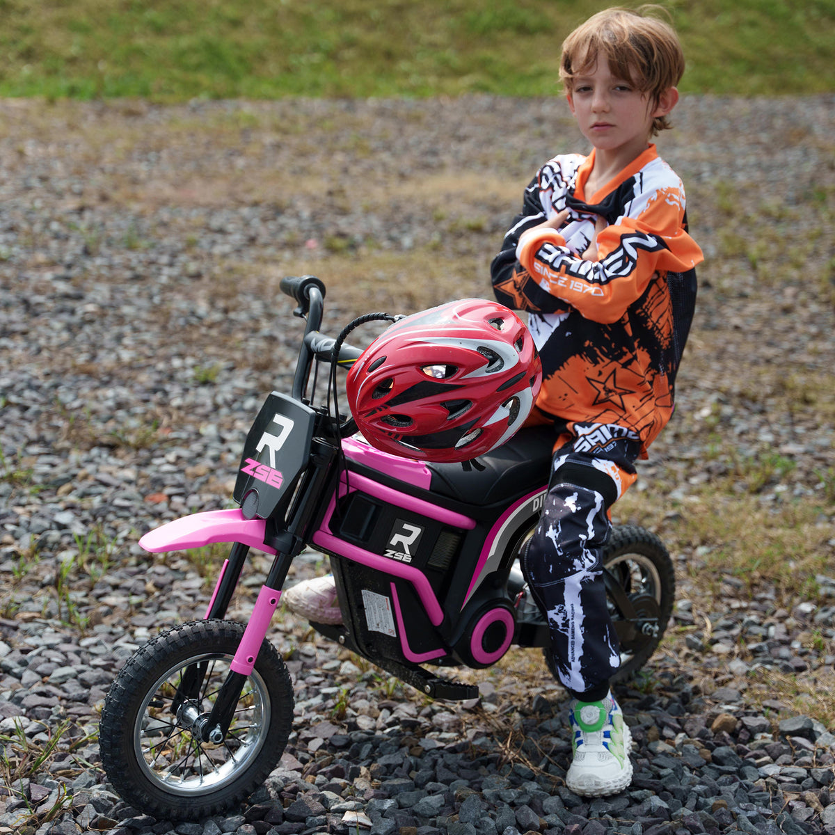 24V Electric Motorbike with Twist Grip Throttle, Music, Horn, 12" Pneumatic Tyres, 16km/h Max Speed - Pink