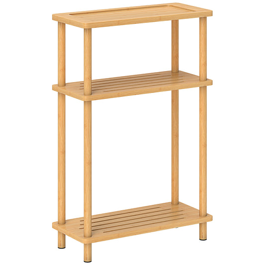 Bamboo Side Table, 3-Tier Slim End Table, Nordic Style, for Living Room, Bedroom, Office, Tool-Free Assembly, Natural Wood Finish