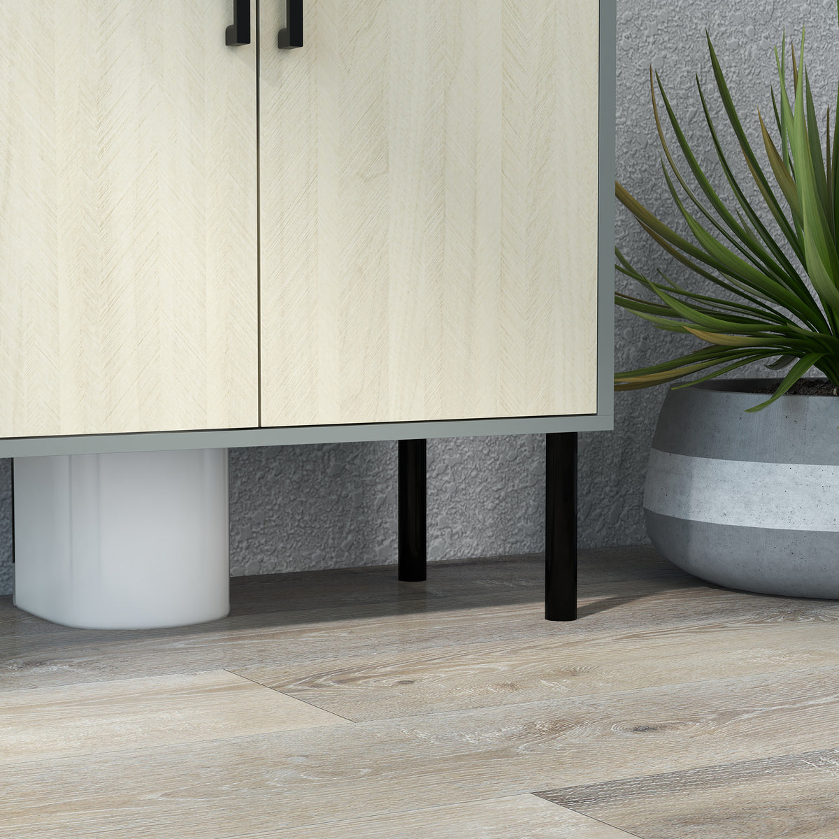Under Sink Cabinet, Bathroom Vanity Unit, Storage Cupboard with Double Doors and Storage Shelves, 60x30x60cm, Natural
