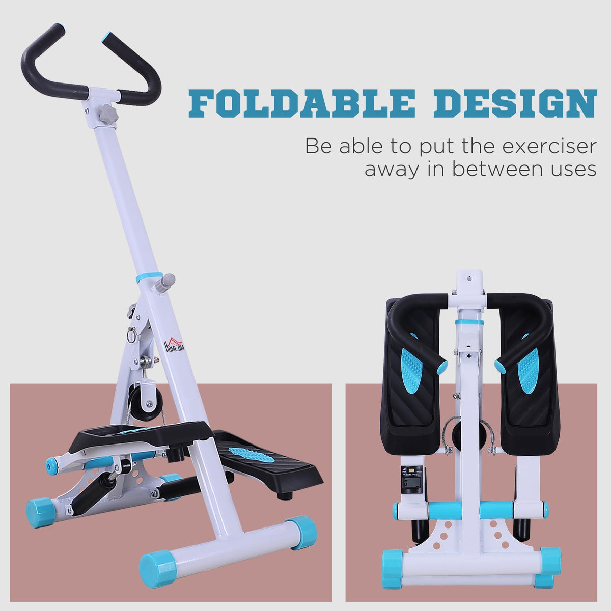 Stepper w/ Handle Hand Grip Workout Fitness Machine For Fitness Aerobic Exercise Home Gym White