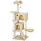 140cm Large Cat Tree Tower with Sisal Scratching Posts, Plush Perches, Hammock, Beige