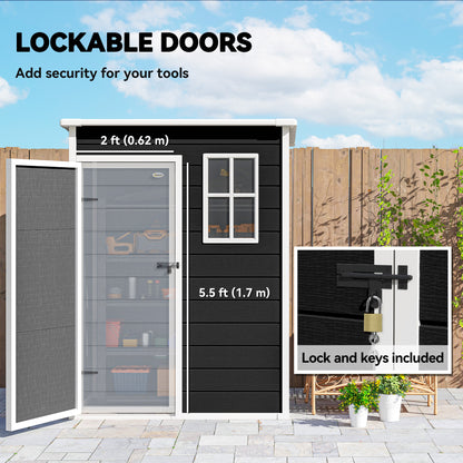 5' x 3' Garden Shed with Floor, Outdoor Storage Shed with Lockable Door, Window and Vent